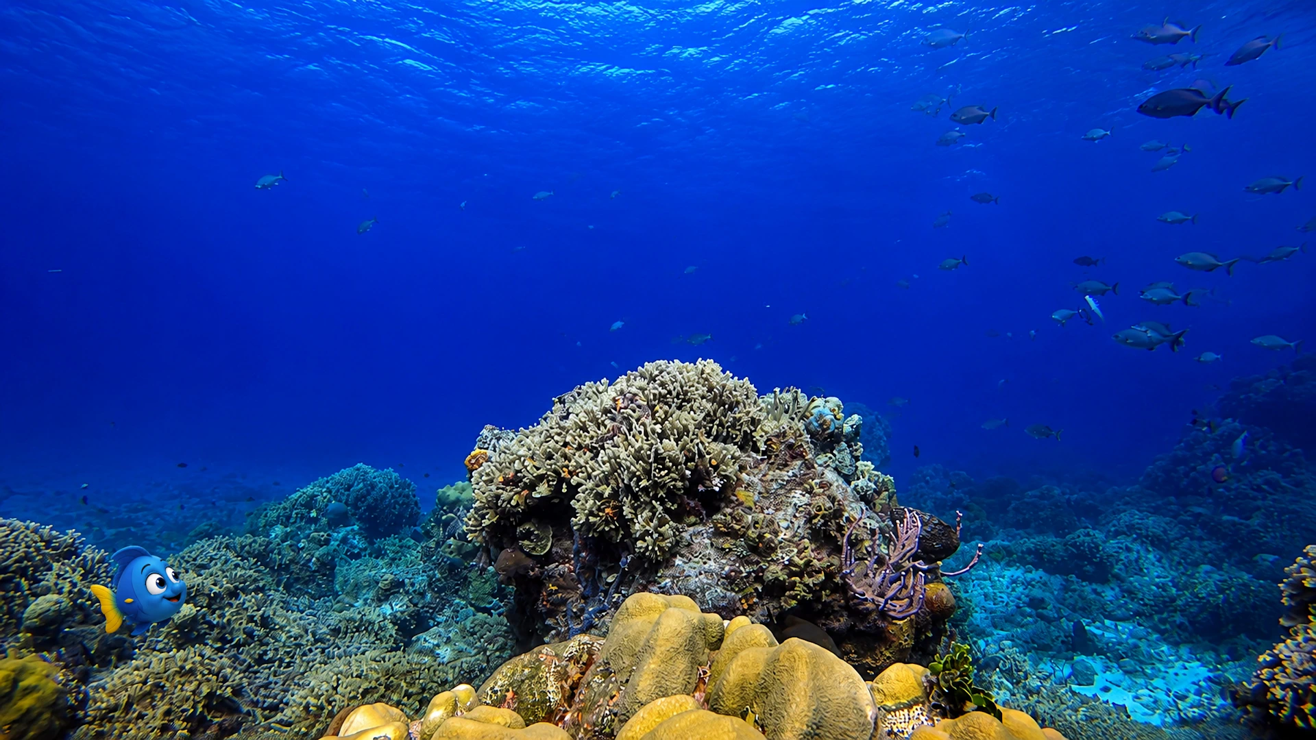 Blu exploring another beautiful neighborhood on the coral reef